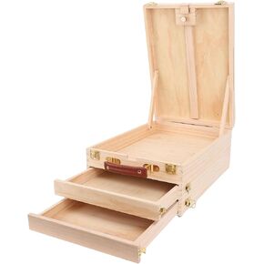 Asixxsix Sketchbox Easel, Adjustable Wood Desktop Easel Box with 2 Drawers for 24 Inch Canvas Painting Sketching, Lightweight Portable Art Storage Organizer for Artist Adults in Saudi Arabia