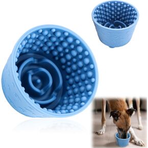 Dog Slow Feeder Bowl, Non-Slip Slow Dog Eating Bowl, Silicone Anti-Choking Treat Dispenser, Easy to Clean & Durable Pet Dish (Small, Dark Blue) in Kuwait