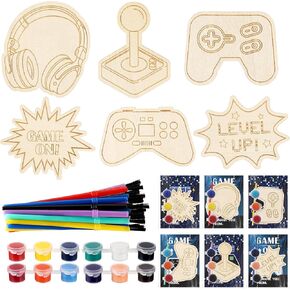 Chunful 24 Sets Video Game Party Favors Video Game Wooden Painting Crafts Kits DIY Gaming Paint Arts and Crafts Gifts for Home Birthday Gaming Theme Party Decoration Craft Project in Kuwait
