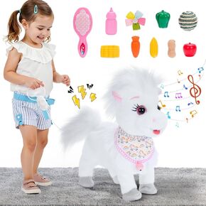Pink Walking Pony Set Interactive Talking Singing Dancing Horse Walk Along with Remote Control Leash Plush Pony Pet Toy for Kid, Nod Lick Wag Repeat What You Say, 3+ Girl Boy in Saudi Arabia