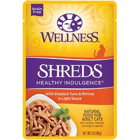 Wellness, Cat Food Pouch Healthy Indulgence Tuna Shrimp Shreded, 3 Ounce in Kuwait