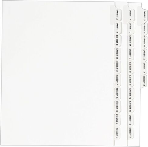 Avery Standard Collated Legal Dividers, Letter Size, Exhibit A-Exhibit Z Tab Set, 1 Set, White (1370) in Saudi Arabia