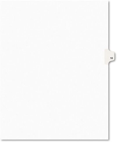Avery Legal Exhibit Tab Dividers, Tab Title: 10, White, Letter, 25/Pack (11920) in Saudi Arabia