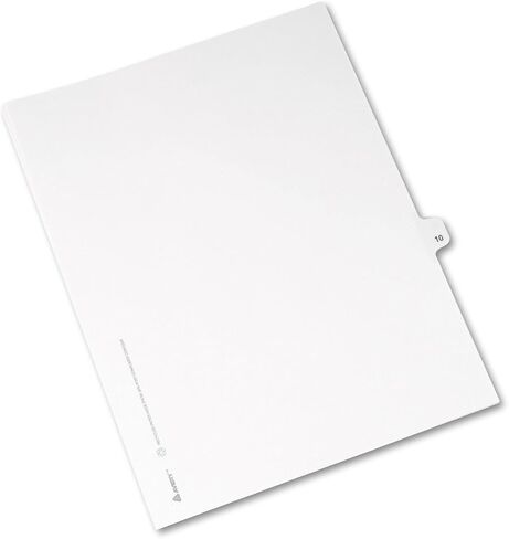 Avery Legal Exhibit Tab Dividers, Tab Title: 10, White, Letter, 25/Pack (11920) in Saudi Arabia