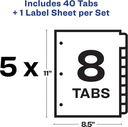 Avery 12450 Maker Maker Dividers ، 8-Tabs/Clear ، خطاب ، 5 مجموعات/PK in Kuwait