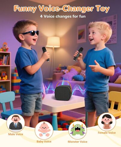 Mini Karaoke Machine for Kids Adults,Portable Bluetooth Karaoke Speaker for Adults Kids with 2 Microphones for 6 7 8 9 10 11 12 Years Old Girls Boys Gifts Toys for Christmas Birthday,Black in Saudi Arabia