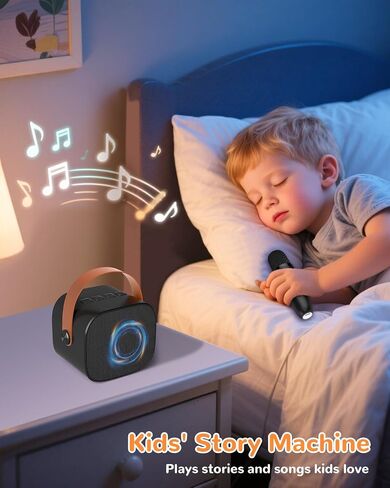 Mini Karaoke Machine for Kids Adults,Portable Bluetooth Karaoke Speaker for Adults Kids with 2 Microphones for 6 7 8 9 10 11 12 Years Old Girls Boys Gifts Toys for Christmas Birthday,Black in Saudi Arabia