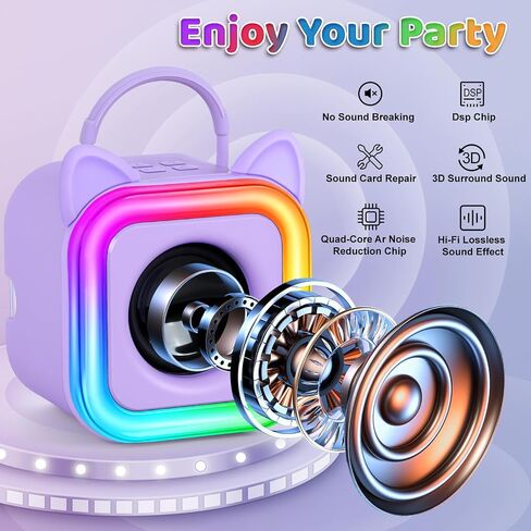 Mini Karaoke Machine للأطفال مع 2 ميكروفونات لاسلكية - هدية Toys للبنين الفتيات الذين تتراوح أعمارهم بين 4 ، 5 ، 6 ، 7 ، 8 ، 9،10،11،12+سنة - عيد الميلاد ، عيد ميلاد ، هدية غناء الحفلات (الأرجواني) in Kuwait