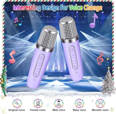Mini Karaoke Machine للأطفال مع 2 ميكروفونات لاسلكية - هدية Toys للبنين الفتيات الذين تتراوح أعمارهم بين 4 ، 5 ، 6 ، 7 ، 8 ، 9،10،11،12+سنة - عيد الميلاد ، عيد ميلاد ، هدية غناء الحفلات (الأرجواني) in Kuwait