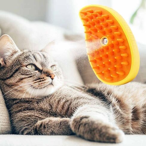 3-in-1 Rechargeable Pet Hair Brush: Massager, Steamy Comb & Self-Cleaning Mist Spray for Cats & Dogs in Saudi Arabia