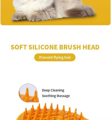 3-in-1 Rechargeable Pet Hair Brush: Massager, Steamy Comb & Self-Cleaning Mist Spray for Cats & Dogs in Saudi Arabia