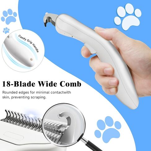 Pet Steam Brush for Dog & Cat - 3-in-1 Steam Grooming Slicker Brush & Undercoat Rake for Shedding - Self Cleaning Spray Comb with Mist for Long & Short Haired Pets - Includes Waterless Shampoo, Blue in Kuwait