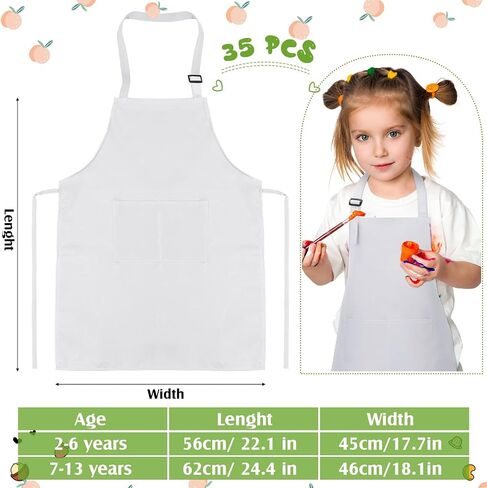 Handepo 35 Pcs Children Artists Aprons Adjustable Chef Apron Kids Painting Aprons for Cooking Kitchen Grilling Painting in Saudi Arabia