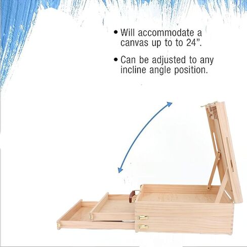 AsixxSix Sketchbox Easel ، صندوق سوبس سطح المكتب الخشبي القابل للتعديل مع درجتين لطلاء اللوحة القماش 24 بوصة ، منظم تخزين فني محمول خفيف الوزن للفنون للبالغين in Saudi Arabia
