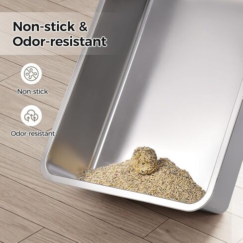 XXXL Stainless Steel Litter Box with Lid,28" L x 20.5" W x 16.5" H Extra Large Cat Litter Box Enclosure for Large and Multi-Cats Families,Non-Sticky, Anti-Leakage, Easy to Clean(Gray) in Saudi Arabia