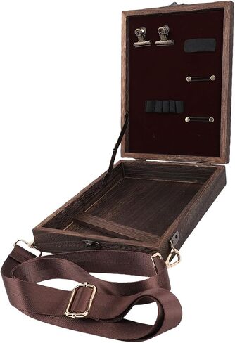 Sorandy Wooden Sketch Box, Adjustable Wood Table Sketchbox, Artist Desktop Storage Box/Cover with Adjustable Shoulder Strap, Writers Messenger Wood Box for Outdoor Painting in Saudi Arabia