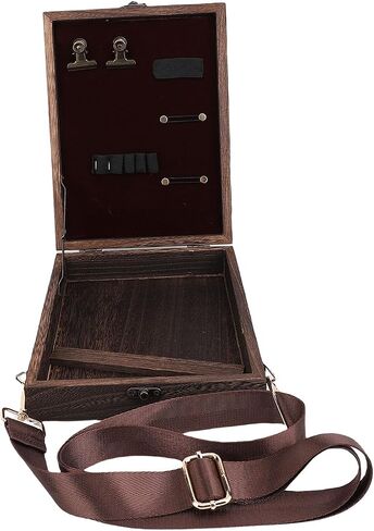 Sorandy Wooden Sketch Box, Adjustable Wood Table Sketchbox, Artist Desktop Storage Box/Cover with Adjustable Shoulder Strap, Writers Messenger Wood Box for Outdoor Painting in Saudi Arabia
