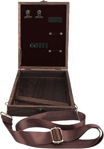 Sorandy Wooden Sketch Box, Adjustable Wood Table Sketchbox, Artist Desktop Storage Box/Cover with Adjustable Shoulder Strap, Writers Messenger Wood Box for Outdoor Painting in Saudi Arabia