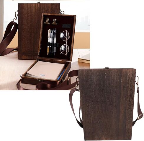 Fockety Portable Artist Tool Bag, Wooden Sketchbox Easel Writers Messenger Wood Box with 2 Retro Clips 5 Elastic Loops 3 Elastic Straps for Writers Designers Architects in Saudi Arabia