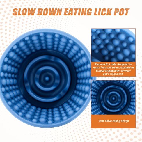 Dog Slow Feeder Bowl, Non-Slip Slow Dog Eating Bowl, Silicone Anti-Choking Treat Dispenser, Easy to Clean & Durable Pet Dish (Small, Dark Blue) in Kuwait