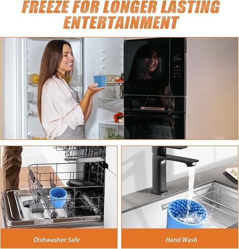 Dog Slow Feeder Bowl, Non-Slip Slow Dog Eating Bowl, Silicone Anti-Choking Treat Dispenser, Easy to Clean & Durable Pet Dish (Small, Dark Blue) in Kuwait