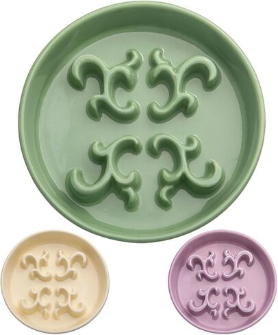 وعاء الكلب البطيء المغذي ، 0.6 كوب طبق طعام الكلب السيراميك لرواد سريع سلالة صغيرة ، وعاء اللغز للكلاب الصغيرة والقطط (الأرجواني الداكن) in Kuwait