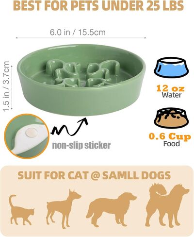 وعاء الكلب البطيء المغذي ، 0.6 كوب طبق طعام الكلب السيراميك لرواد سريع سلالة صغيرة ، وعاء اللغز للكلاب الصغيرة والقطط (الأرجواني الداكن) in Kuwait