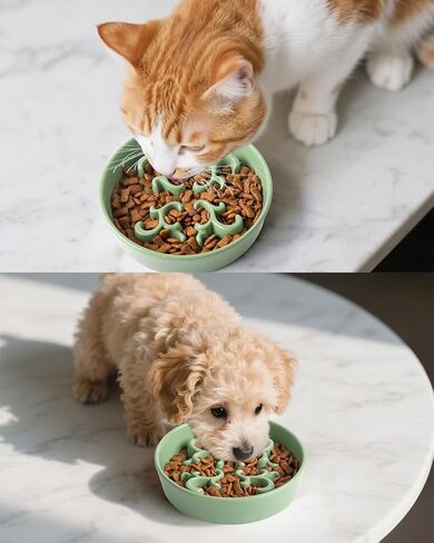 وعاء الكلب البطيء المغذي ، 0.6 كوب طبق طعام الكلب السيراميك لرواد سريع سلالة صغيرة ، وعاء اللغز للكلاب الصغيرة والقطط (الأرجواني الداكن) in Kuwait