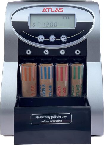 ATLAS Automatic Coin Counter and Coin Sorter with Digital Display (AC-150D) - 5 Coin Counting Modes: Total, Pennies, Nickels, Dimes, Quarters. Auto-Stop When Coin Roller is Full. in Saudi Arabia