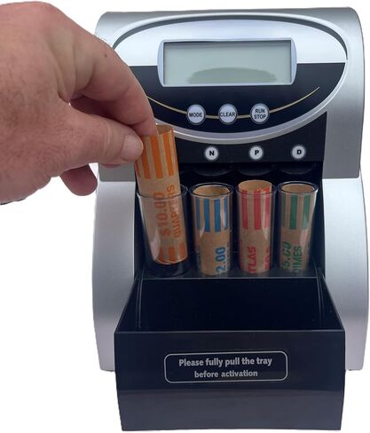 ATLAS Automatic Coin Counter and Coin Sorter with Digital Display (AC-150D) - 5 Coin Counting Modes: Total, Pennies, Nickels, Dimes, Quarters. Auto-Stop When Coin Roller is Full. in Saudi Arabia