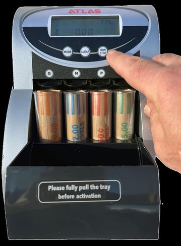 ATLAS Automatic Coin Counter and Coin Sorter with Digital Display (AC-150D) - 5 Coin Counting Modes: Total, Pennies, Nickels, Dimes, Quarters. Auto-Stop When Coin Roller is Full. in Saudi Arabia