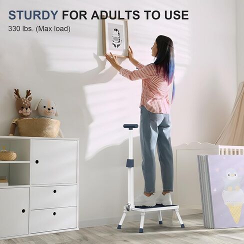 Step Stools with Handle, Stepping Stool for Adults Ederly Seniors Metal Stools with Handrail with Non-Slip Step Platform Metal Stepping Stool in Kitchen, Bathroom, Bedroom, 330 Lbs Capacity in Kuwait