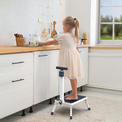Step Stools with Handle, Stepping Stool for Adults Ederly Seniors Metal Stools with Handrail with Non-Slip Step Platform Metal Stepping Stool in Kitchen, Bathroom, Bedroom, 330 Lbs Capacity in Kuwait