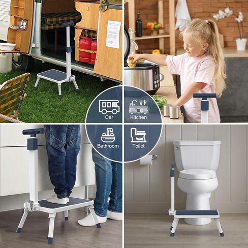 Step Stools with Handle, Stepping Stool for Adults Ederly Seniors Metal Stools with Handrail with Non-Slip Step Platform Metal Stepping Stool in Kitchen, Bathroom, Bedroom, 330 Lbs Capacity in Kuwait