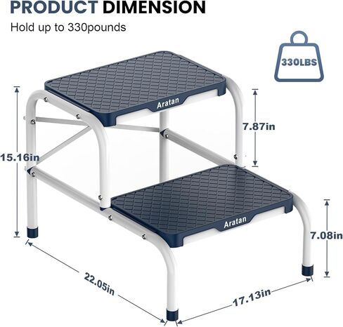 براز خطوة مع مقبض ، البراز المتداخل للبالغين كبار السن كبار السن براز المعادن مع الدرابزين مع منصة خطوة غير انزلاق البراز المعدني في المطبخ ، حمام ، غرفة نوم ، 330 رطل السعة in Kuwait