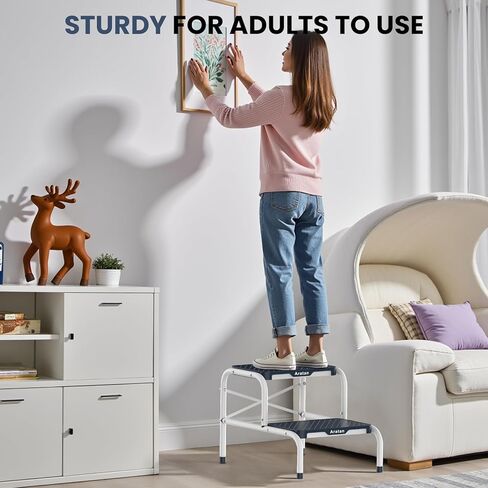 براز خطوة مع مقبض ، البراز المتداخل للبالغين كبار السن كبار السن براز المعادن مع الدرابزين مع منصة خطوة غير انزلاق البراز المعدني في المطبخ ، حمام ، غرفة نوم ، 330 رطل السعة in Kuwait