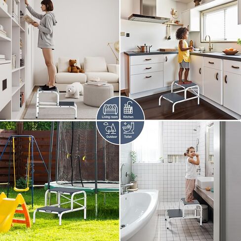 براز خطوة مع مقبض ، البراز المتداخل للبالغين كبار السن كبار السن براز المعادن مع الدرابزين مع منصة خطوة غير انزلاق البراز المعدني في المطبخ ، حمام ، غرفة نوم ، 330 رطل السعة in Kuwait