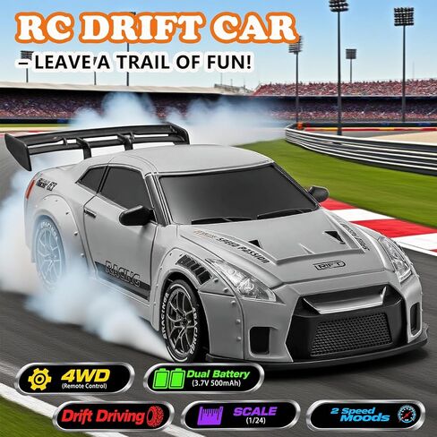 RC Drift Car, 1:24 Scale Remote Control Vehicle with LED Lights,Drifting Tires＆Two Batteries, Racing Sports Toy Idea Gift for Adults Boys Girls and Kids in Saudi Arabia