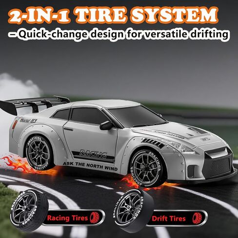 RC Drift Car, 1:24 Scale Remote Control Vehicle with LED Lights,Drifting Tires＆Two Batteries, Racing Sports Toy Idea Gift for Adults Boys Girls and Kids in Saudi Arabia