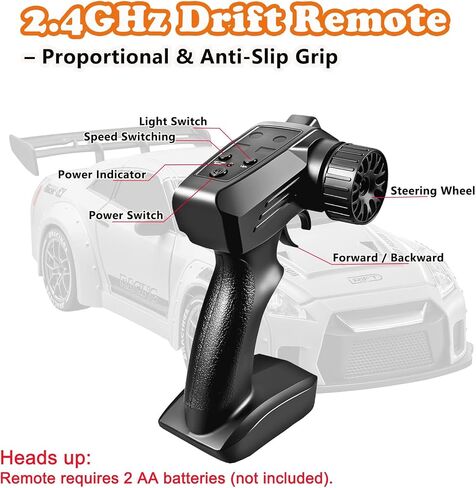 RC Drift Car, 1:24 Scale Remote Control Vehicle with LED Lights,Drifting Tires＆Two Batteries, Racing Sports Toy Idea Gift for Adults Boys Girls and Kids in Saudi Arabia