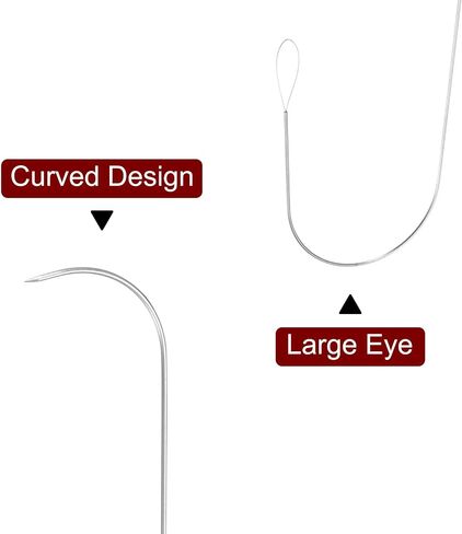Harfington 2pcs Big Eye Velling Pin 5.5 بوصة من الفولاذ المقاوم للصدأ المقاوم للصدأ ، إبرة خياطة تطريز مع مقبض in Kuwait