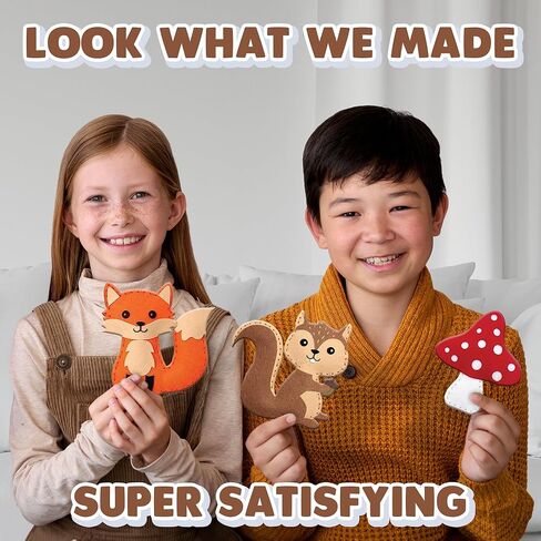 ArtCreativity Kids Woodland Animal Felt Sewing Kit, Stuffed Animal Sewing Craft Kit with 12 Characters, 6 Child-Friendly Needles, 7 Thread Bundles, 1 Bag of Stuffing & Scissors, Kids Sewing Kit 4-12 in Kuwait