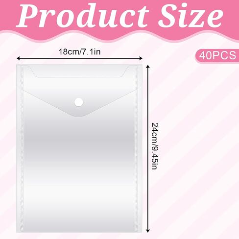 40 Pack Reusable Stamp and Die Storage Pockets 7 x 9.4 Inches Clear Plastic Envelopes Photo Storage Folders Waterproof Sticker Organizer for Scrapbooking Paper Card Craft Photos Receipts Organizer in Saudi Arabia