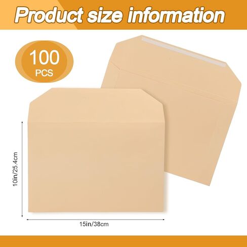 100 حزمة قانوني مقاس ملف 10 "× 15" مجلد المستندات ثقيلة الوزن مانيلا 143 رطل السترات المرفقة غير المنقوشة للمكتب البريدي للموظف ، بيج ، بيج in Kuwait