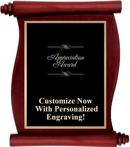 Custom Engraved Rosewood Scroll Plaques, Personalized Appreciation Award Plaque with Up to 5 Lines of Engraving Included Prime in Saudi Arabia