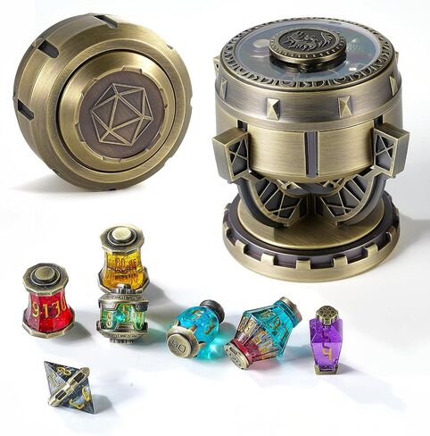 2025 DND DICE Set Alchemist’s Metallic Elixir Metal Dice Set-7 قطع مجموعة DICE COLLECTION RPG MTG في مربع DICE CASER CASER من D&D ، أو الخيال العلمي ، أو الحرب ، أو الجريمة MTG RPG Tabletop Games (Bronze) in Saudi Arabia