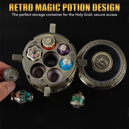 2025 DND DICE Set Alchemist’s Metallic Elixir Metal Dice Set-7 قطع مجموعة DICE COLLECTION RPG MTG في مربع DICE CASER CASER من D&D ، أو الخيال العلمي ، أو الحرب ، أو الجريمة MTG RPG Tabletop Games (Bronze) in Saudi Arabia