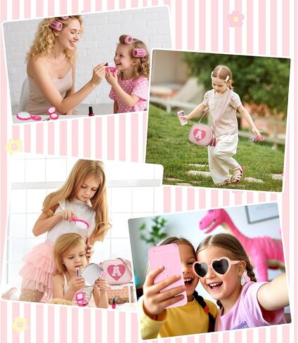 CBEE Little Girls Pretend Play Purse for 3-6 Years Old, Kids Toy Set with Crossbody Bag, Wallet, Makeup, Phone,Keys, Birthday for 3.4.5.6 Year Old Toddler (M) in Saudi Arabia
