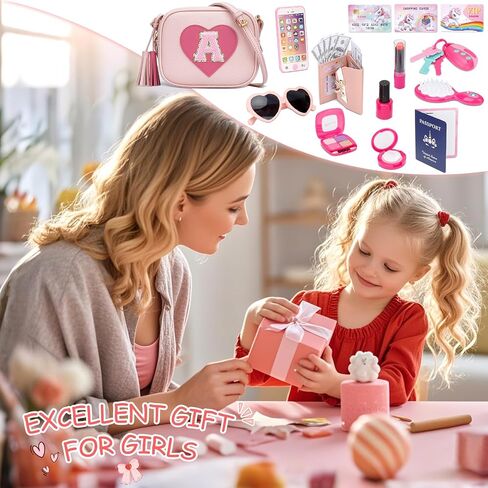 CBEE Little Girls Pretend Play Purse for 3-6 Years Old, Kids Toy Set with Crossbody Bag, Wallet, Makeup, Phone,Keys, Birthday for 3.4.5.6 Year Old Toddler (M) in Kuwait