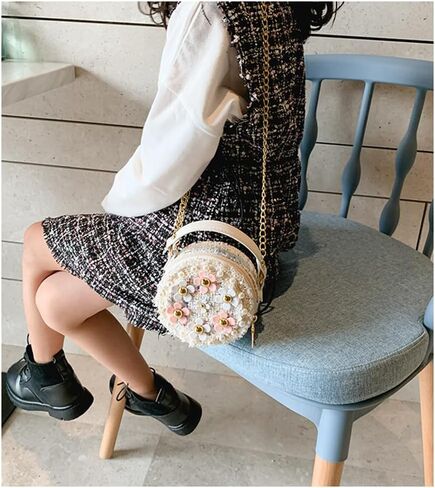 لطيفة طفل صغير فتيات صغيرات جولة كروس مع نظارة شمسية لؤلؤة وزراعة الأميرة على غرار حقيبة يد مع حزمة مربع الهدايا in Kuwait